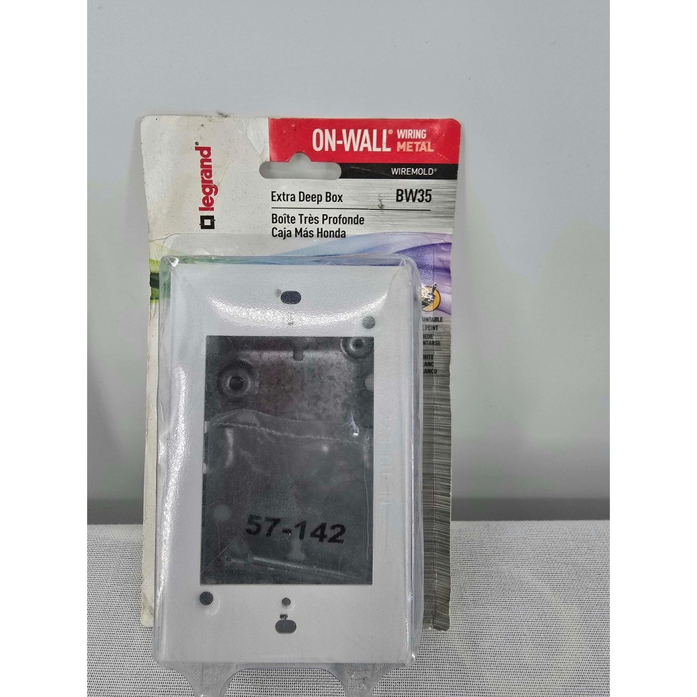 Legrand Wiremold BW35 Extra Deep Box White Metal On-Wall Wiring Surface Mount